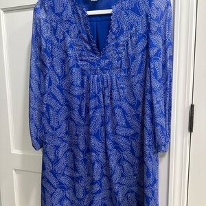 Diane Von Furstenberg Royal Blue Dress with White Embroidery